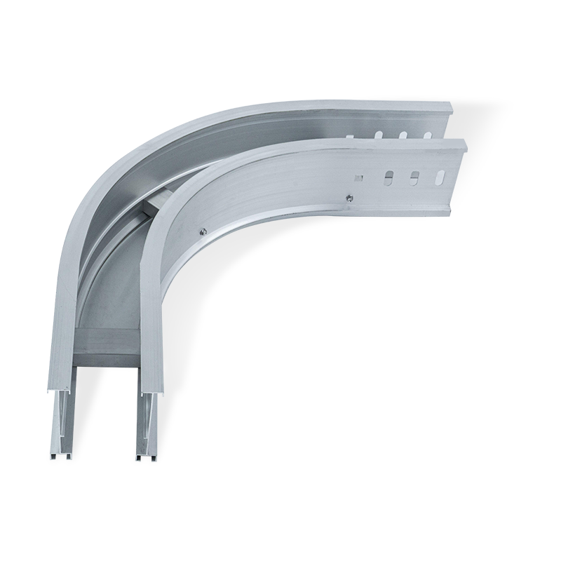 Accessoires voor kabelgoten van aluminiumlegering met ronde bochten